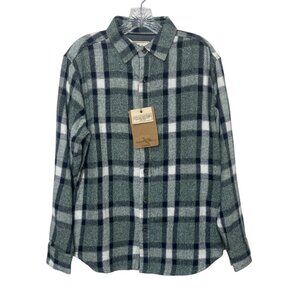 Smith Mills Flannel Shirt Mens Blue Green New Plaid Button Front Warm